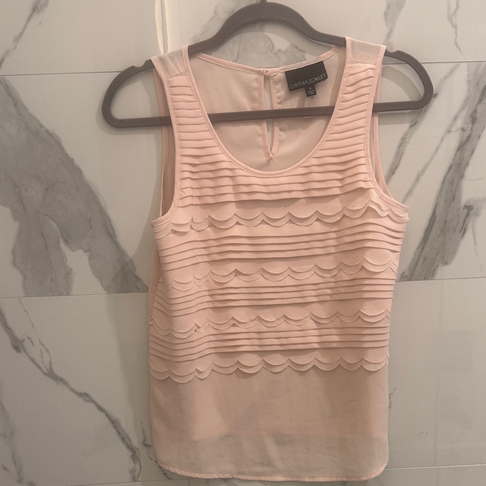 Cynthia Rowley Women's Blush Scalloped Blouse